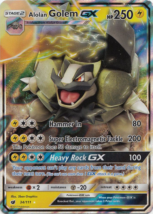 Pokemon Alolan Golem GX 34/111 Crimson Invasion