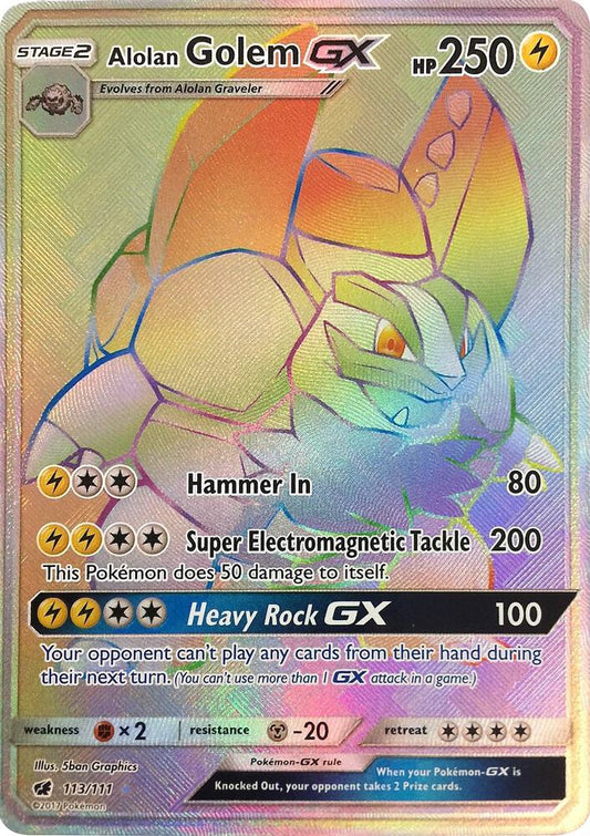 Pokemon Alolan Golem GX 113/111 Crimson Invasion
