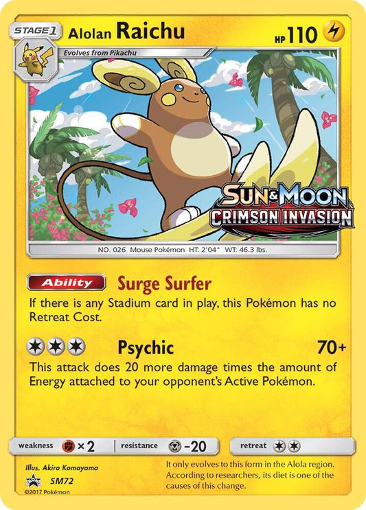 Pokemon Alolan Raichu SM72 SM Black Star Promos