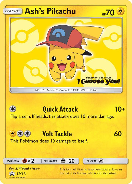 Pokemon Ash's Pikachu SM111 SM Black Star Promos