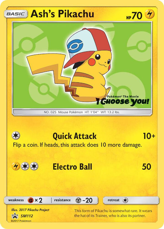 Pokemon Ash's Pikachu SM112 SM Black Star Promos
