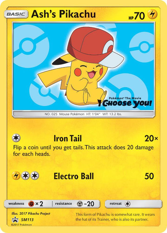 Pokemon Ash's Pikachu SM113 SM Black Star Promos