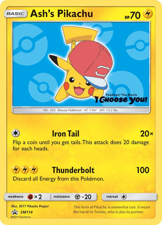 Pokemon Ash's Pikachu SM114 SM Black Star Promos