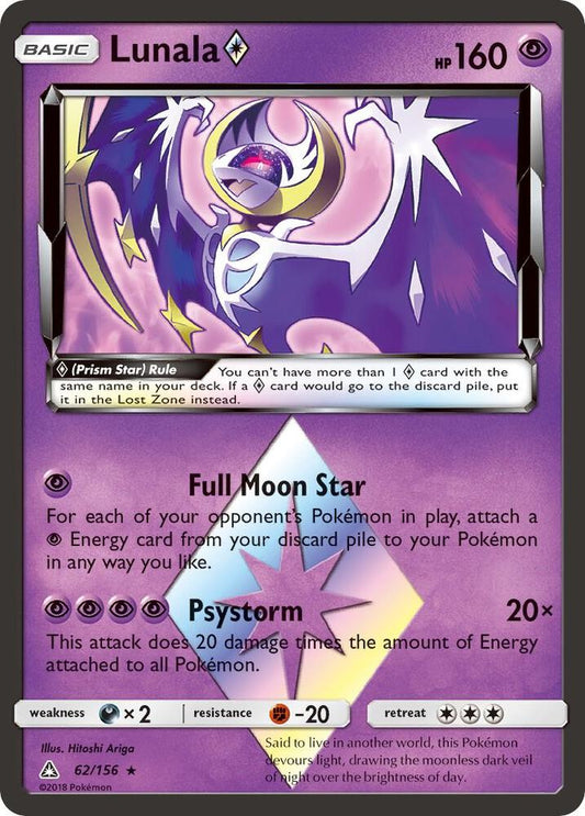 Pokemon Lunala Prism Star 62/156 Ultra Prism