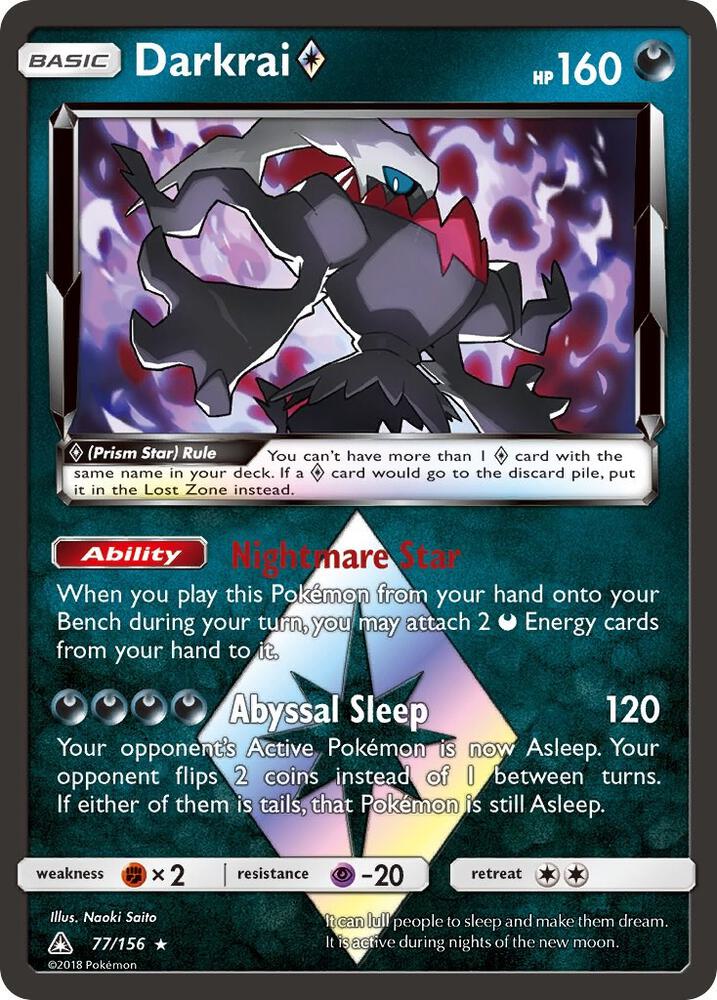 Pokemon Darkrai Prism Star 77/156 Ultra Prism