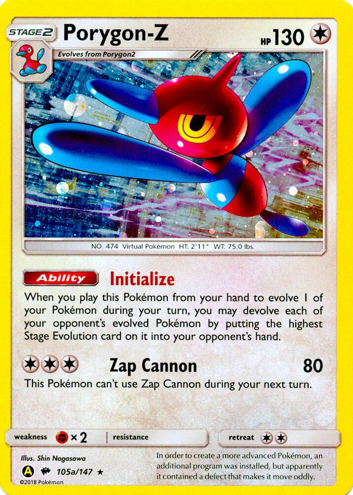 Pokemon Porygon-Z 105a/147 Yellow A Alternate Art