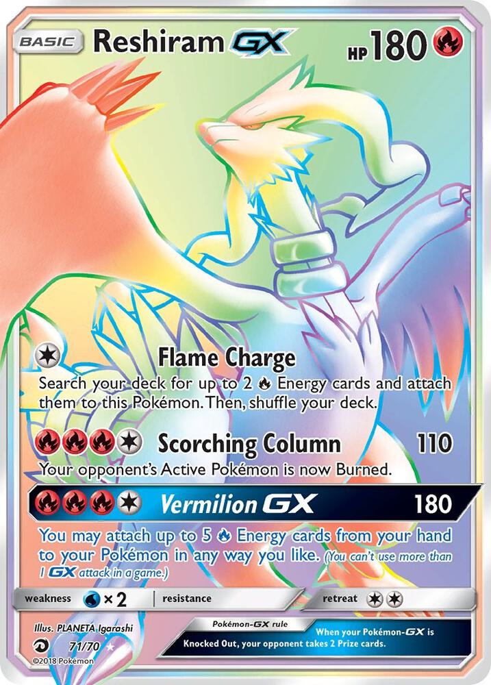 Pokemon Reshiram GX 71/70 Dragon Majesty