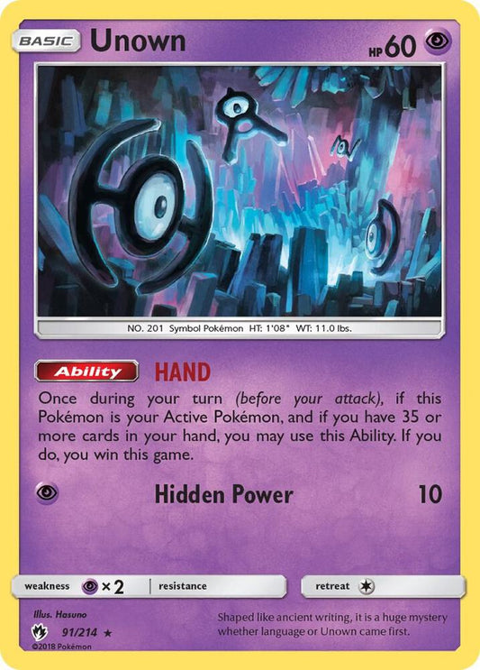 Pokemon Unown 91/214 Lost Thunder