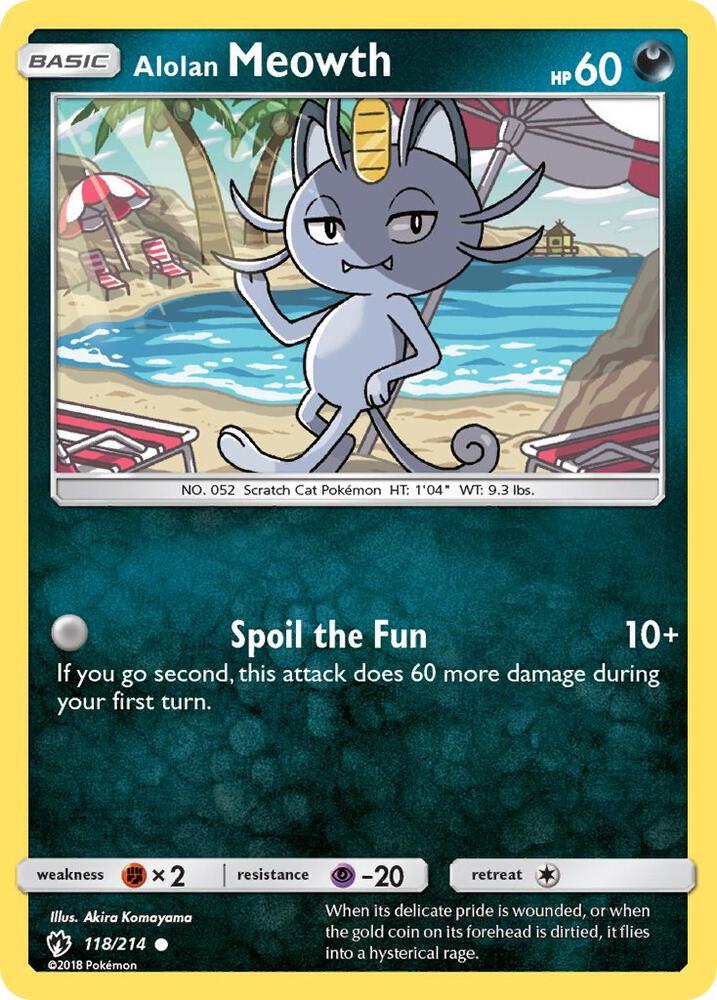 Pokemon Alolan Meowth 118/214 Lost Thunder