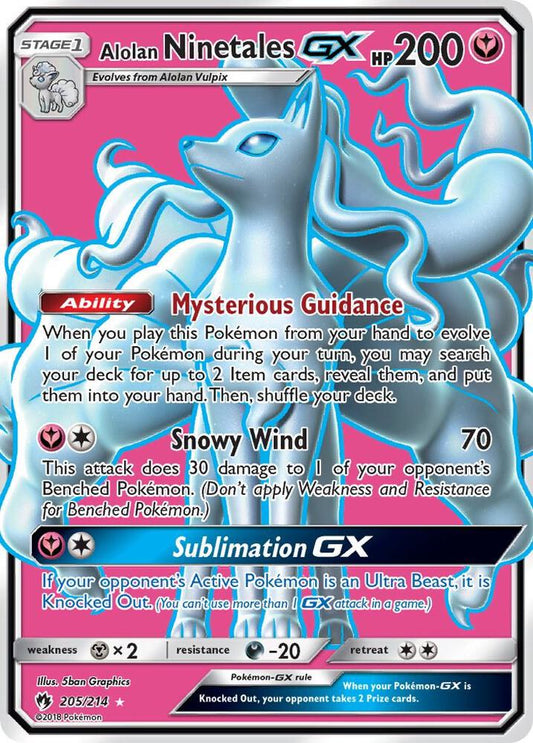 Pokemon Alolan Ninetales GX 205/214 Lost Thunder