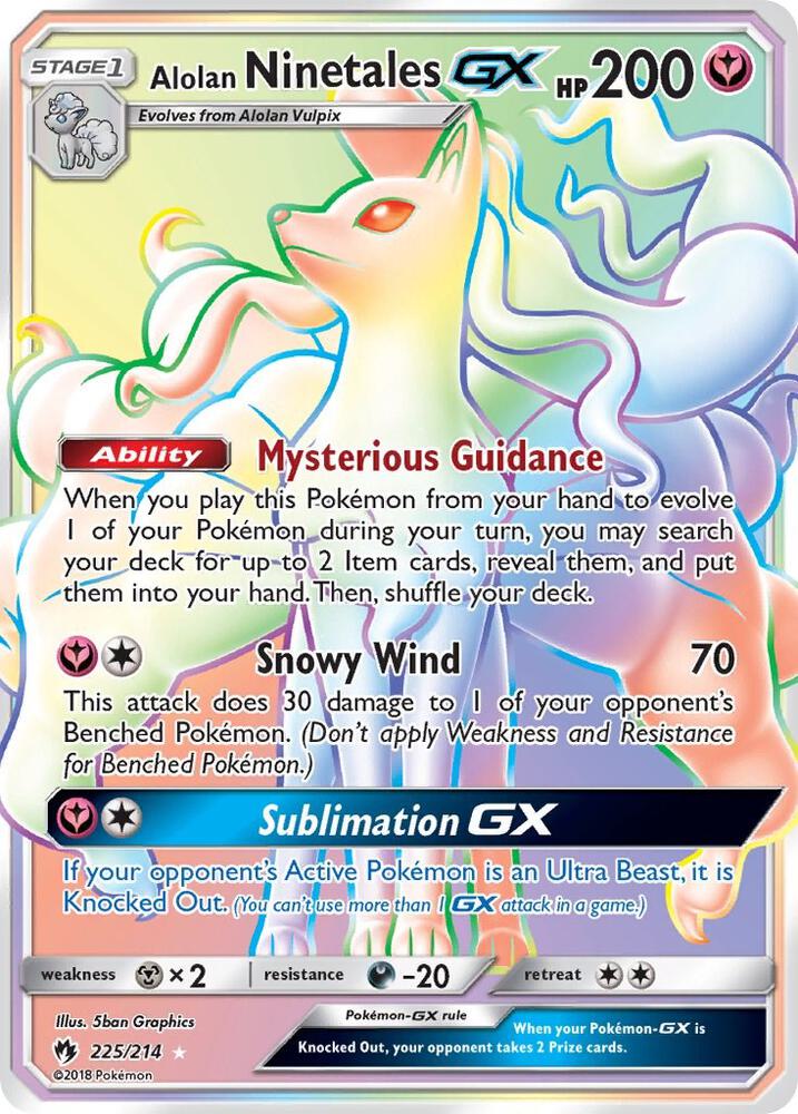 Pokemon Alolan Ninetales GX 225/214 Lost Thunder