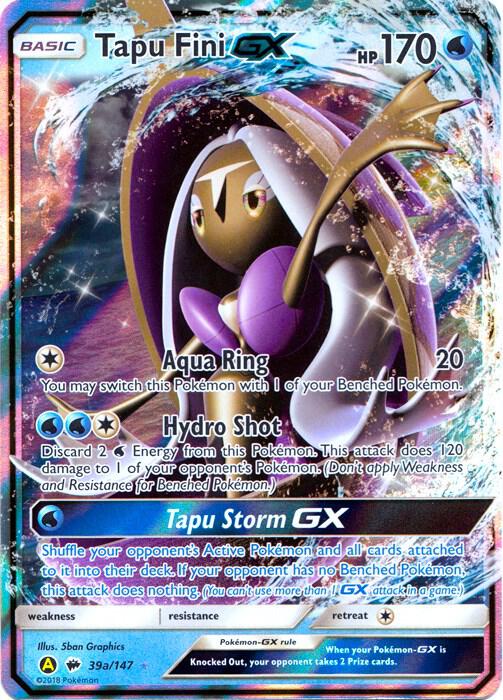 Pokemon Tapu Fini GX 39a/147 Yellow A Alternate Art