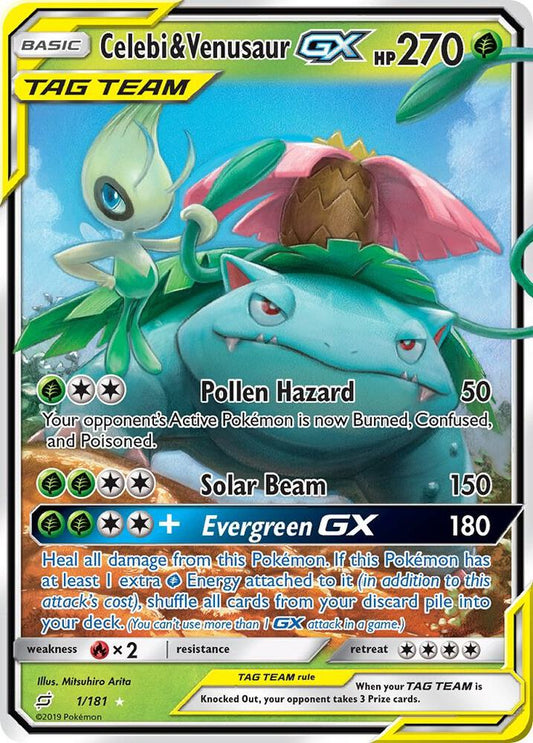 Pokemon Celebi & Venusaur GX 1/181 Team Up