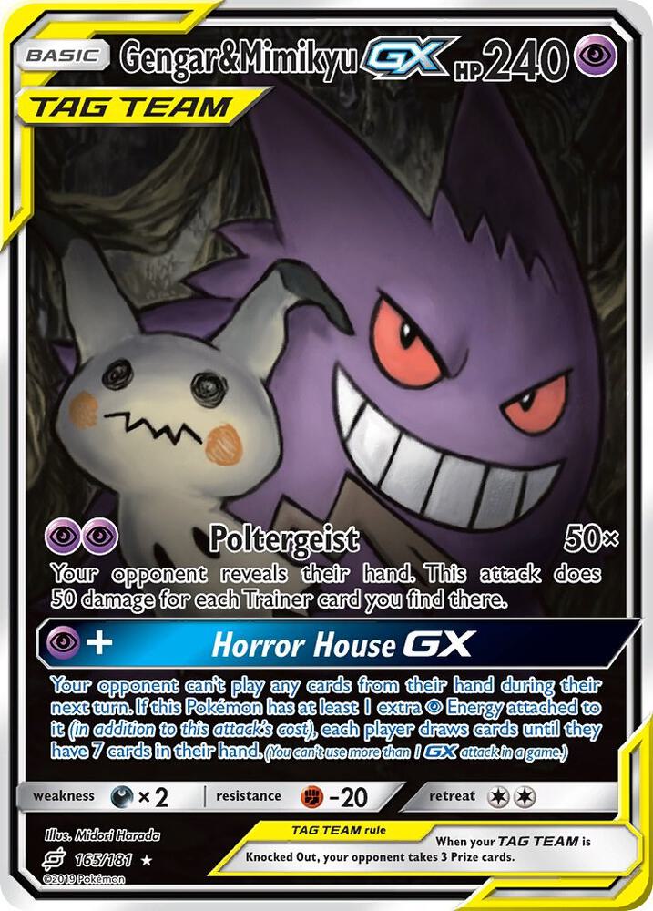 Pokemon Gengar & Mimikyu GX 165/181 Team Up