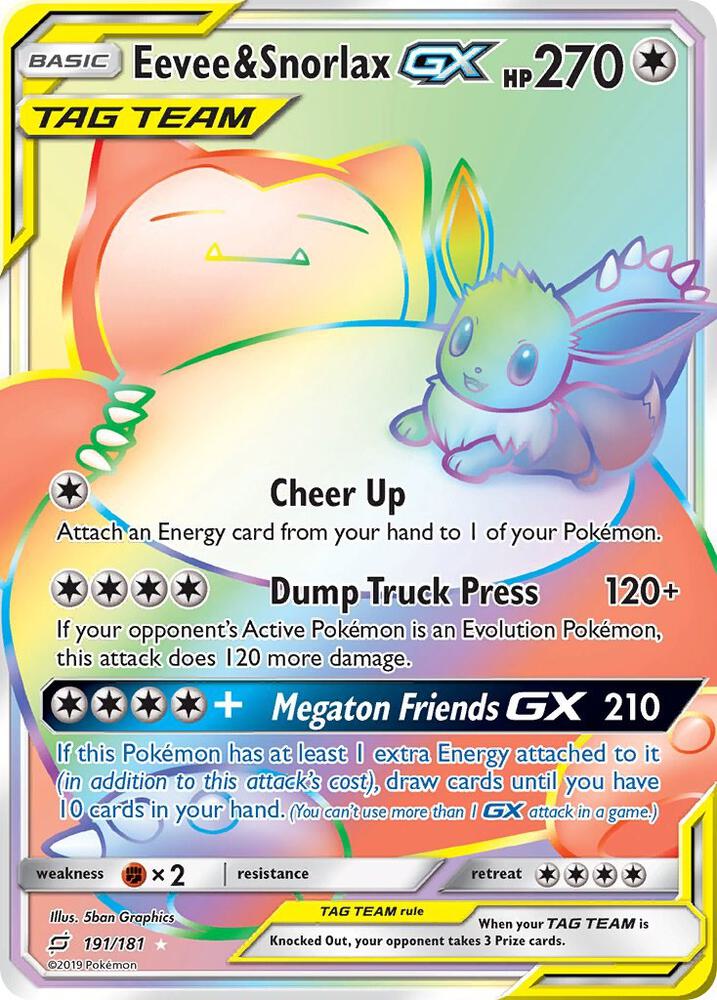 Pokemon Eevee & Snorlax GX 191/181 Team Up