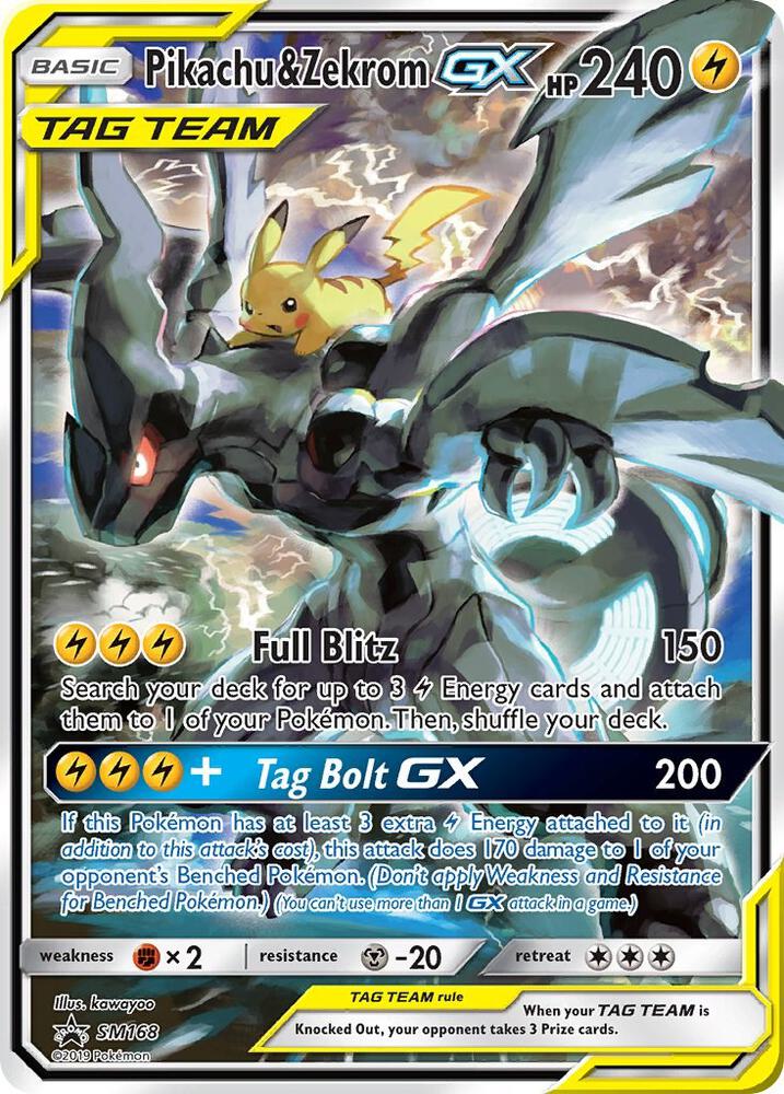 Pokemon Pikachu & Zekrom GX SM168 SM Black Star Promos