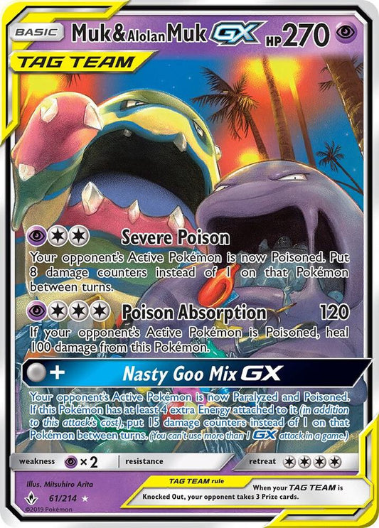 Pokemon Muk & Alolan Muk GX 61/214 Unbroken Bonds