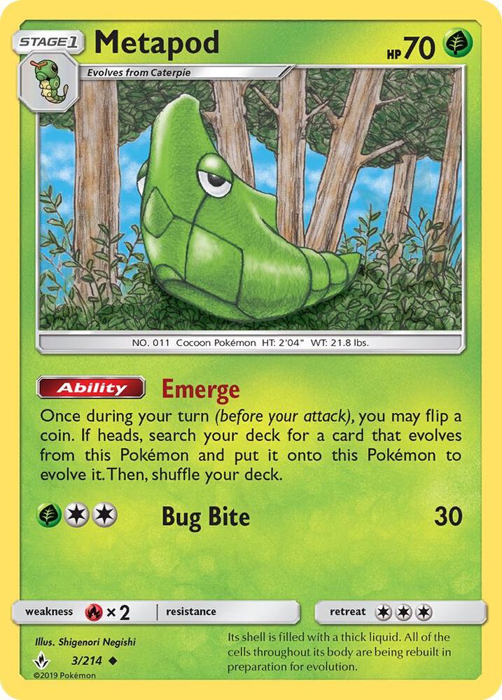 Pokemon Metapod 3/214 Unbroken Bonds