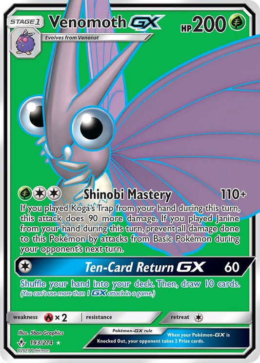 Pokemon Venomoth GX 193/214 Unbroken Bonds