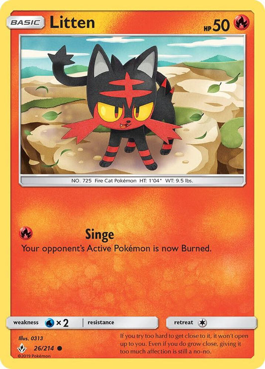 Pokemon Litten 26/214 Unbroken Bonds
