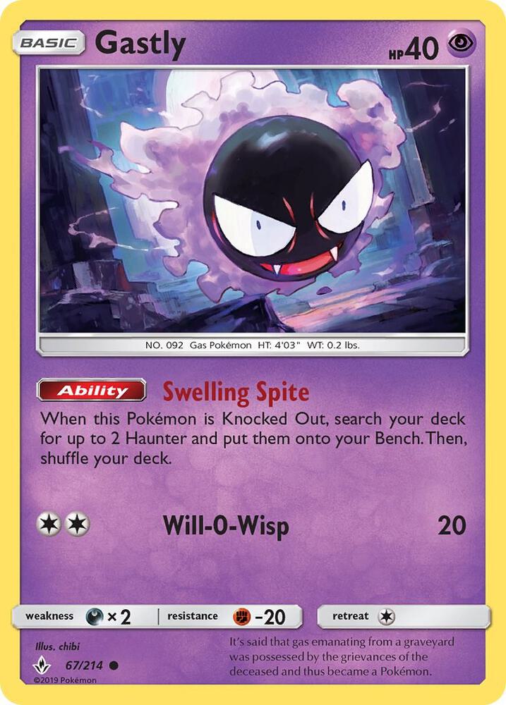 Pokemon Gastly 67/214 Unbroken Bonds