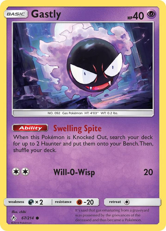 Pokemon Gastly 67/214 Unbroken Bonds