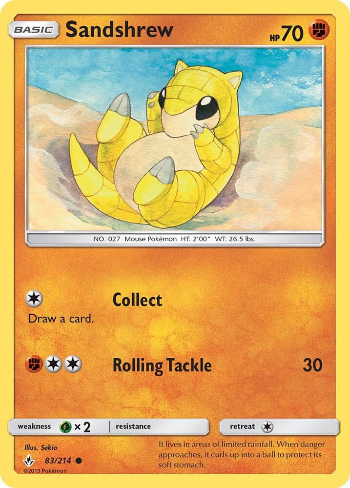 Pokemon Sandshrew 83/214 Unbroken Bonds
