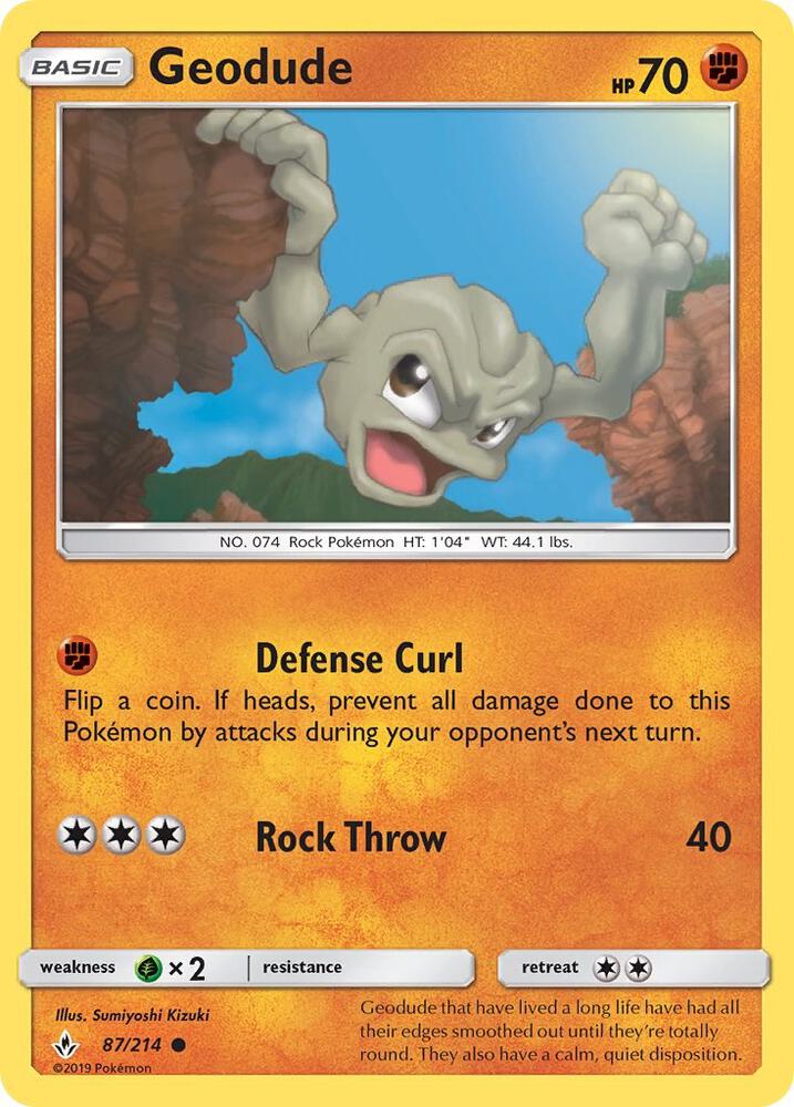 Pokemon Geodude 87/214 Unbroken Bonds