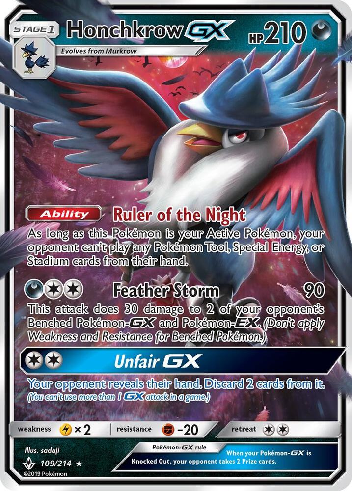 Pokemon Honchkrow GX 109/214 Unbroken Bonds