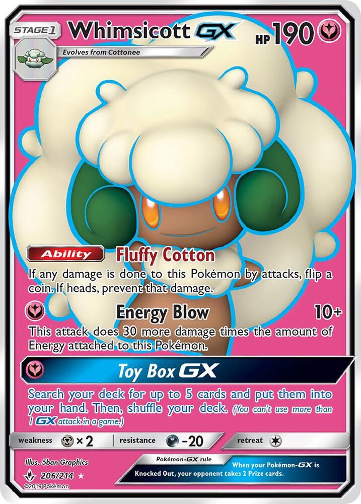 Pokemon Whimsicott GX 206/214 Unbroken Bonds