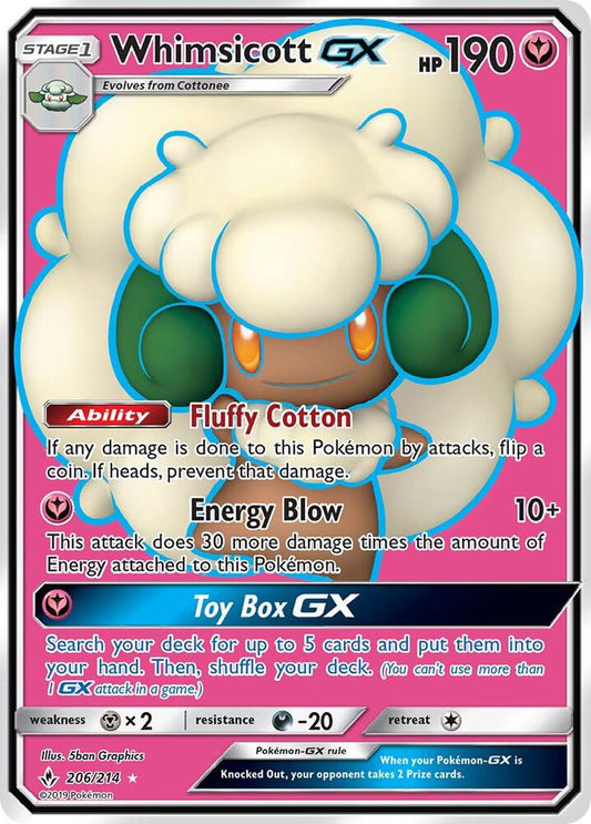 Pokemon Whimsicott GX 206/214 Unbroken Bonds