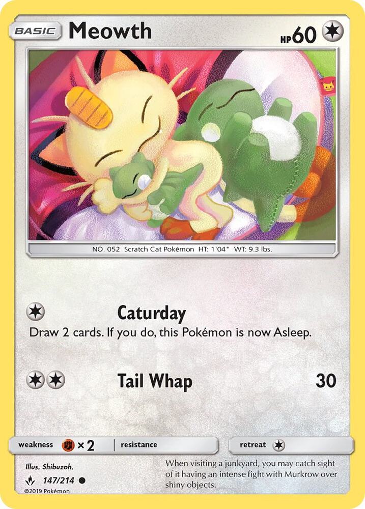 Pokemon Meowth 147/214 Unbroken Bonds