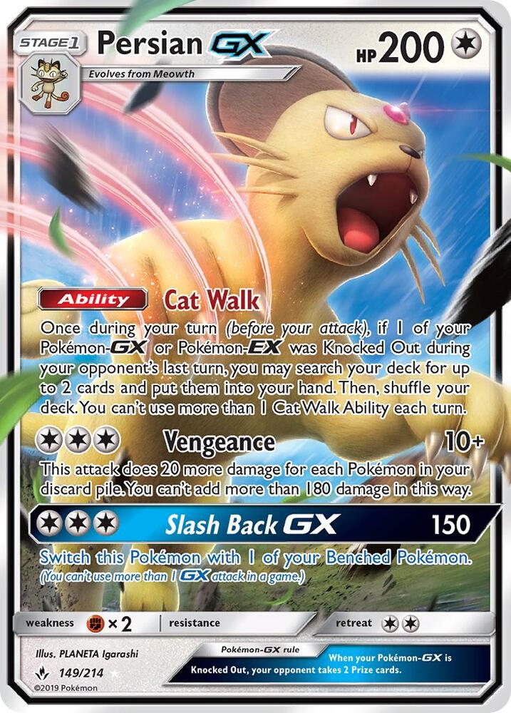 Pokemon Persian GX 149/214 Unbroken Bonds