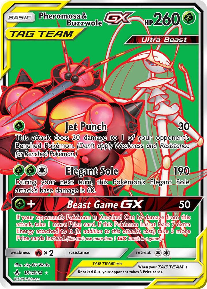 Pokemon Pheromosa & Buzzwole GX 191/214 Unbroken Bonds