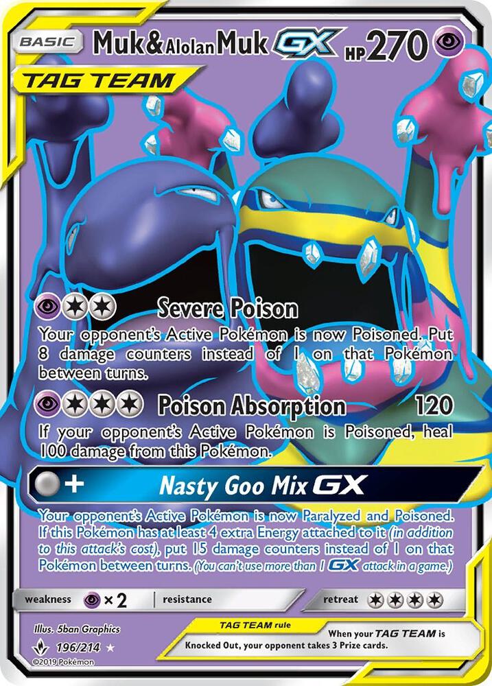 Pokemon Muk & Alolan Muk GX 196/214 Unbroken Bonds