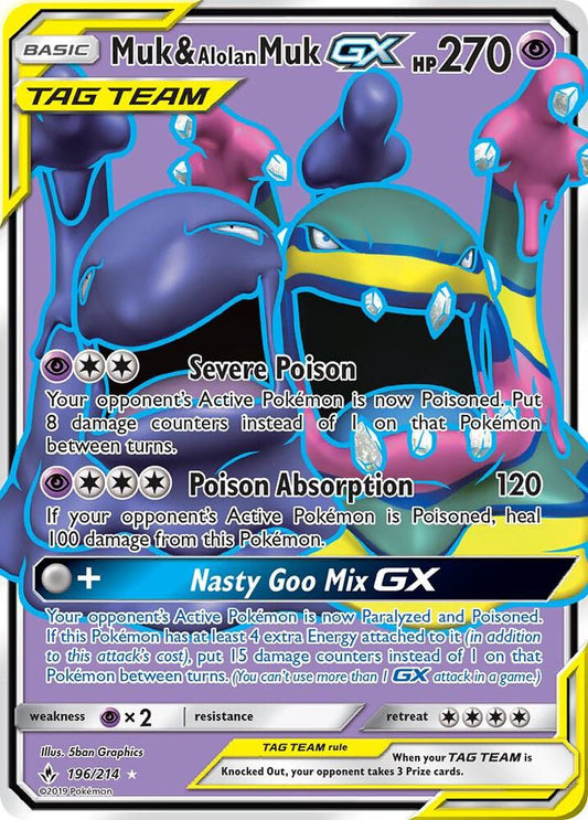 Pokemon Muk & Alolan Muk GX 196/214 Unbroken Bonds