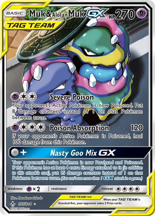 Pokemon Muk & Alolan Muk GX 197/214 Unbroken Bonds