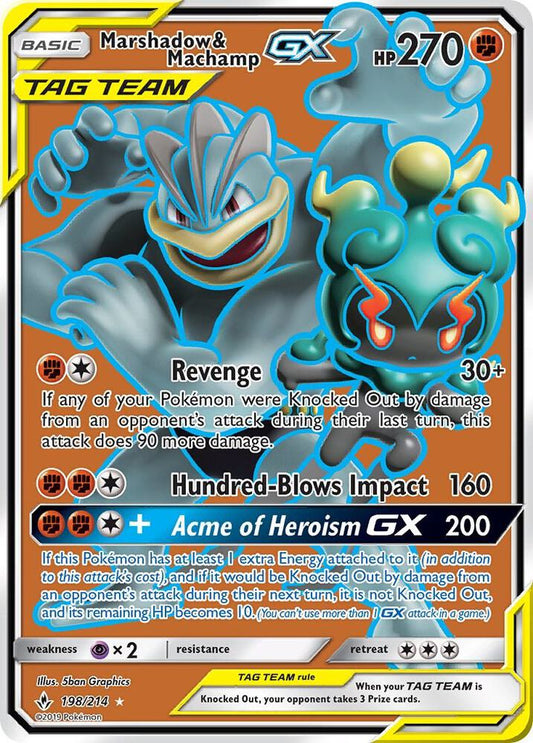 Pokemon Marshadow & Machamp GX 198/214 Unbroken Bonds
