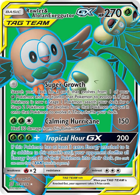 Pokemon Rowlet & Alolan Exeggutor GX 214/236 Unified Minds