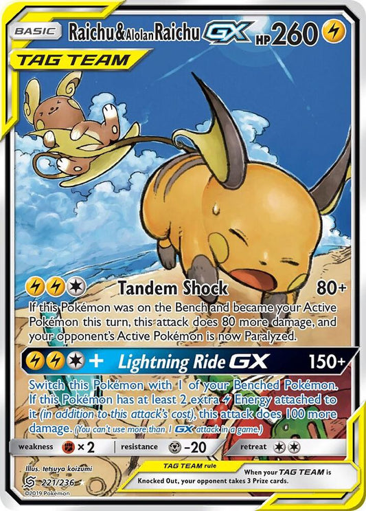 Pokemon Raichu & Alolan Raichu GX 221/236 Unified Minds