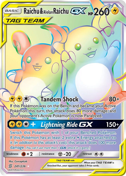 Pokemon Raichu & Alolan Raichu GX 241/236 Unified Minds