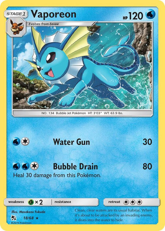Pokemon Vaporeon 18/68 Hidden Fates
