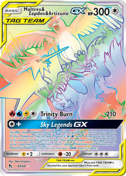 Pokemon Moltres & Zapdos & Articuno GX 69/68 Hidden Fates