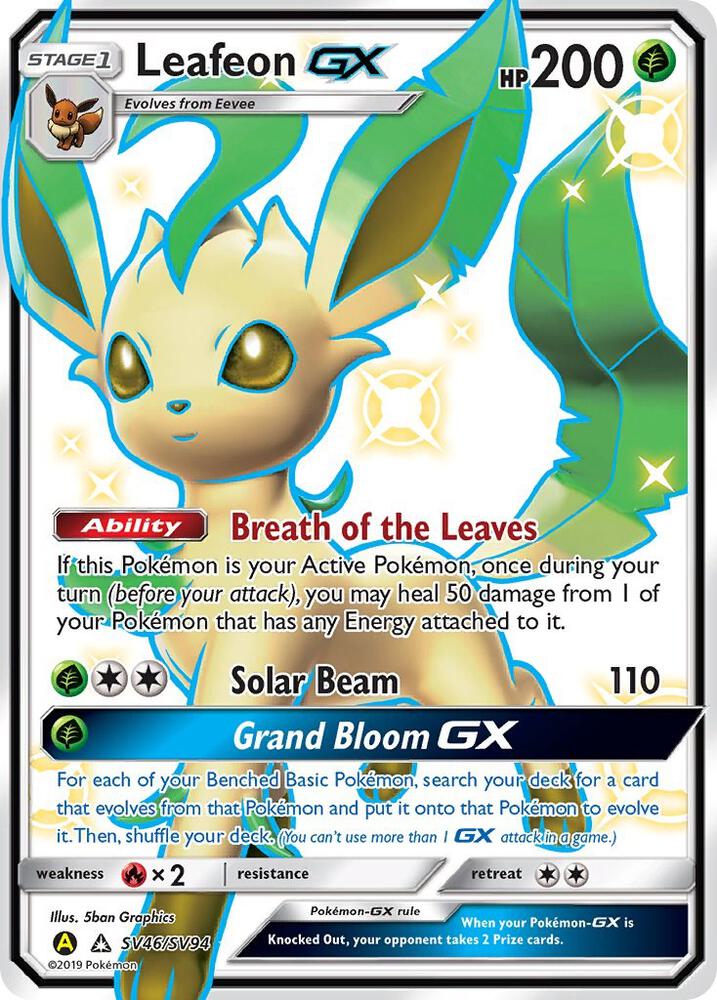 Pokemon Leafeon GX SV46 Hidden Fates