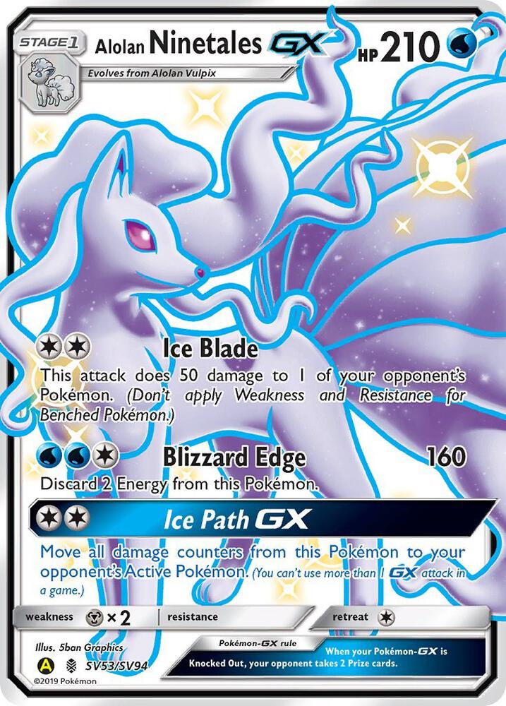 Pokemon Alolan Ninetales GX SV53 Hidden Fates