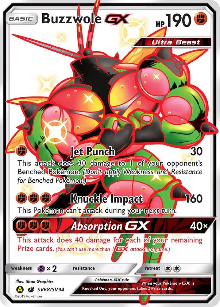 Pokemon Buzzwole GX SV68 Hidden Fates