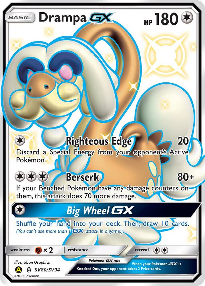 Pokemon Drampa GX SV80 Hidden Fates
