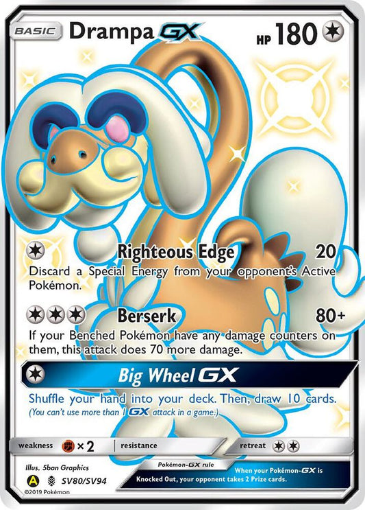 Pokemon Drampa GX SV80 Hidden Fates
