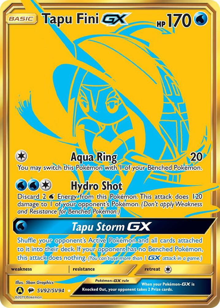 Pokemon Tapu Fini GX SV92 Hidden Fates