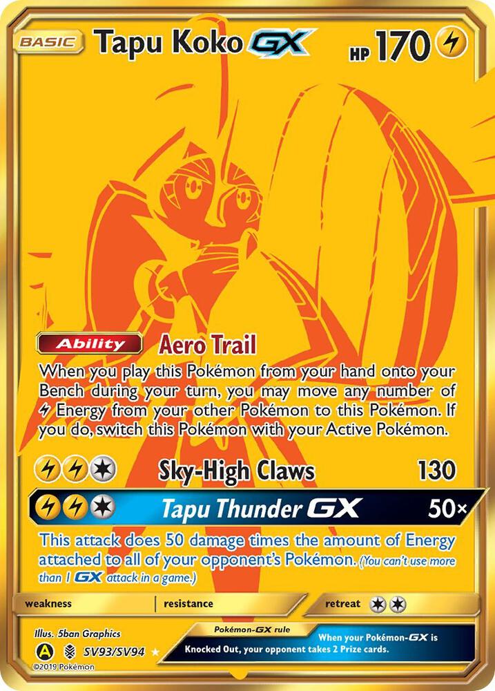 Pokemon Tapu Koko GX SV93 Hidden Fates
